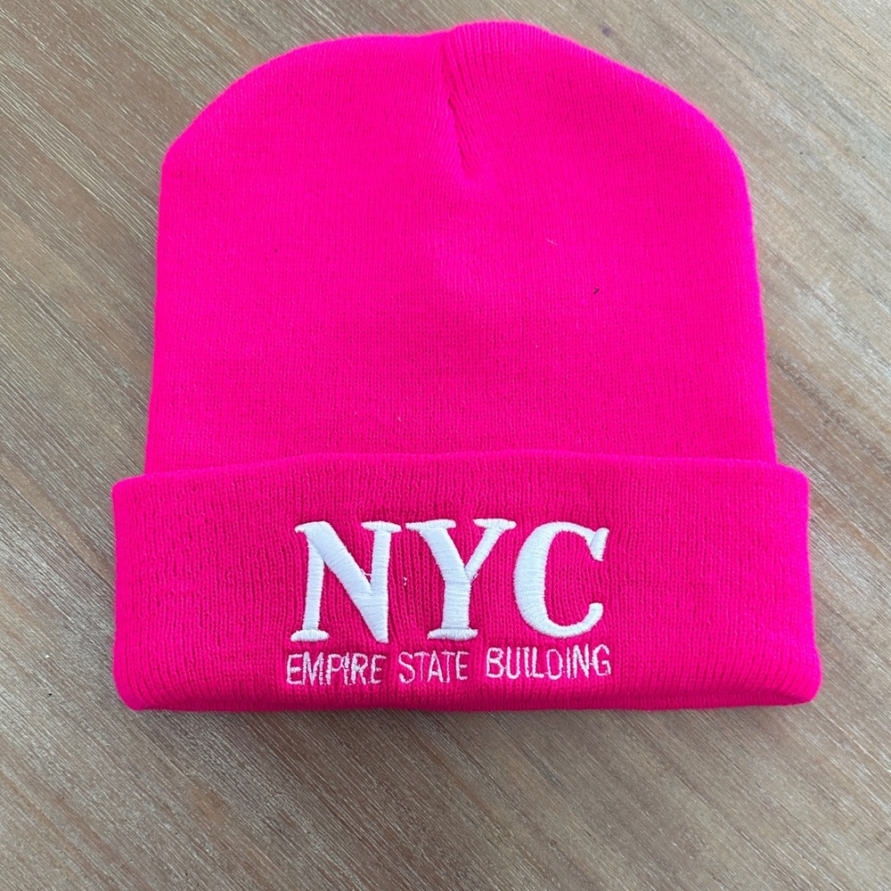 NYC Empire State Building Hot Pink‎ Beanie